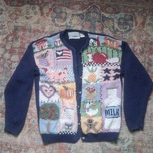 Colorful Patchwork Hand Knitted Cardigan